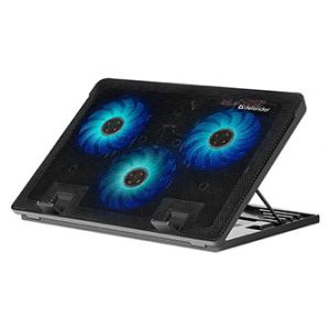 Stojan pod notebook, NS-501, barevně podsvícený, s větrákem, černo-modrý, DEFENDER, s 2-po
