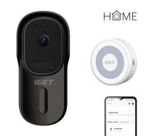 iGET HOME Doorbell DS1 Black + CHS1 White - WiFi bateriový videozvonek, set s reproduktore