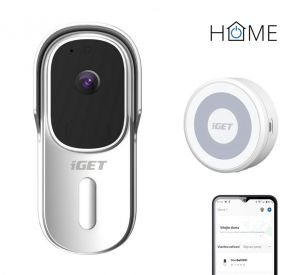 iGET HOME Doorbell DS1 White + CHS1 White - WiFi bateriový videozvonek, set s reproduktore