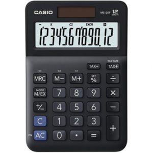 Casio Kalkulačka MS 20 F, černá, stolní s výpočtem DPH, dvanáctimístná
