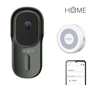 iGET HOME Doorbell DS1 Anthracite + CHS1 White - WiFi bateriový videozvonek, set s reprodu