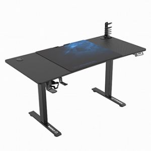ULTRADESK Herní stůl LEVEL V2 BLUE, 140x68cm, 72-117cm, elektricky nastavitelná výška, s X