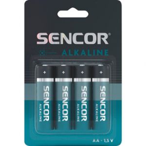 Baterie alkalická, AA, 1.5V, Sencor, blistr, 4-pack