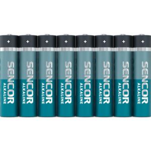 Baterie alkalická, AAA, 1.5V, Sencor, folie, 8-pack