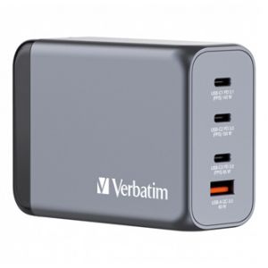 VERBATIM GaN 240W cestovní nabíječka do sítě USB 3.0, USB C, šedá, vyměnitelné vidlice 