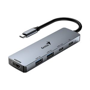 USB (3.0) hub 5-port, UH-500, šedý, Genius, 2x USB 3.0,1x HDMI,2x USB-C,Power Delivery 100