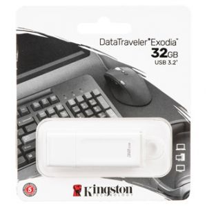 Kingston USB flash disk, USB 3.0, 32GB, DataTraveler Exodia, bila, DTX/32GB, USB A, s kryt