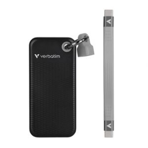 SSD Externí Verbatim Pocket SSD Black/Grey, 32190, 1000GB, černý, M.2, obsahuje USB C kabe