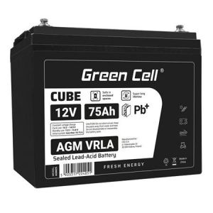 Green Cell CUBE AGM IP54 12V 75Ah VRLA Battery Gel deep cycle powerchair photovoltaic leis