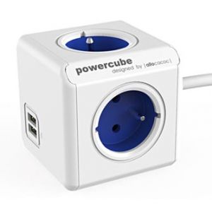 Síťový kabel 230V prodlužovací, CEE7 (vidlice) - POWERCUBE, 1.5m, EXTENDED USB, modrý, POW