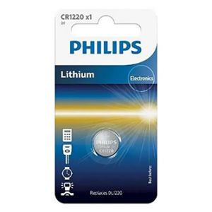 Baterie lithiová, CR1220, CR1220, 3V, PHILIPS, blistr, 1-pack, CR1220/00B, knoflíková,38 m