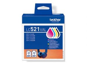 Brother LC521 Value Pack - 4-balení - cerná, žlutá, azurová, purpurová - originální - záve