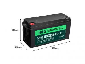 Green Cell AGM VRLA IP54 12V 250Ah baterie pro karavany, fotovoltaiku, solární panely a lo