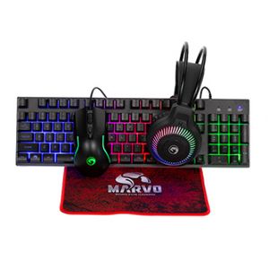 Marvo LOOT 40 sada klávesnice drátová (USB) CZ/SK, černá s herní myší, podložkou a sluchát