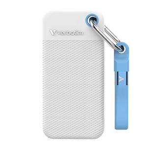SSD Externí Verbatim Pocket SSD colour edition, 32320, 1000GB, bílý, obsahuje 2x gumový kr