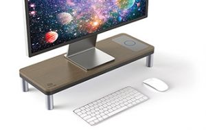 Powerton ERGO DOKY Podstavec pod monitor s dokovací stanicí a bezdrátovou nabíj, šedý + tm