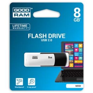 Goodram USB flash disk, USB 2.0, 8GB, UCO2, černý, UCO2-0080KWR11, USB A, s otočnou krytko