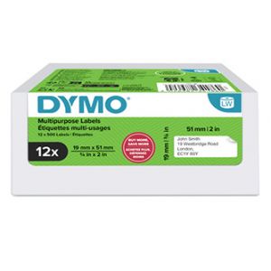 Dymo papírové štítky 51mm x 19mm, bílé, multifunkční, snímatelné, 12 x 500 ks, 2234186, 12