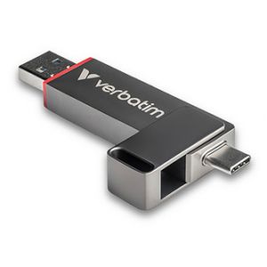 Verbatim USB flash disk, USB C a USB 3.2 Gen 1, 256GB, Dual QuickStick, šedý, 32041, USB C