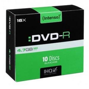 Intenso DVD-R, 4101652, 4.7GB, 16x, slim case, 10-pack, bez možnosti potisku, 12cm, pro ar