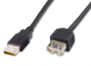PREMIUMCORD USB 2.0 kabel prodlužovací, A-A, 20cm černá