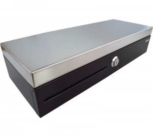 Pokladní zásuvka flip-top FT-460C2 - s kabelem, se zamyk. krytem pořadače, Nerez víko, 9-2