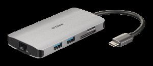 D-Link 8-in-1 USB-C Hub with HDMI/Ethernet/Card Reader/Power Delivery