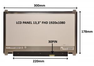 LCD PANEL 13,3" FHD 1920x1080 30PIN MATNÝ / ÚCHYTY NAHOŘE A DOLE
