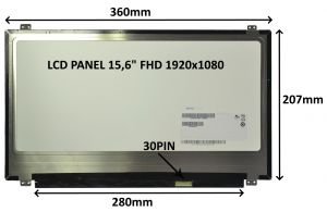 LCD PANEL 15,6" FHD 1920x1080 30PIN MATNÝ IPS / ÚCHYTY NAHOŘE A DOLE