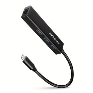 AXAGON HMC-GL3A, USB 3.2 Gen 1 hub, porty 3x USB-A + Gigabit Ethernet, kovový, kabel USB-C