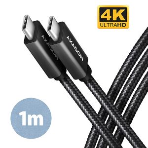 AXAGON BUCM32-CM10AB, SPEED+ kabel USB-C <-> USB-C, 1m, USB 3.2 Gen 2, PD 100W 5A, 4k HD,