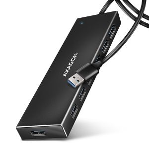 AXAGON HUE-F7A, 7x USB 3.2 Gen 1 ALU FLAT CHARGING hub, micro USB napájecí konektor, kabel