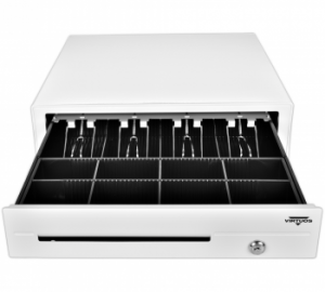 Pokladní zásuvka C420D - s kabelem, 9-24V, bílá