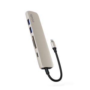Epico 6v1 hliníkový USB-C 8K hub - bílá