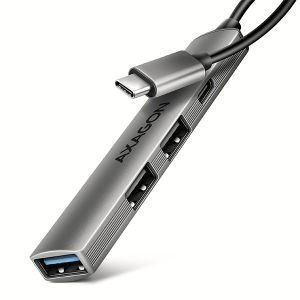 AXAGON HUE-STC, 4x USB ALU STRIP hub, 1x USB-A 5Gbps, 2x USB-A & 1x USB-C 480Mbps, kabel U