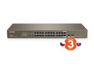 Tenda TEG1024F 24x Gigabit s SFP, 22x RJ45 + 2x SFP / RJ45, Fanless - bez ventilátorů, Rac