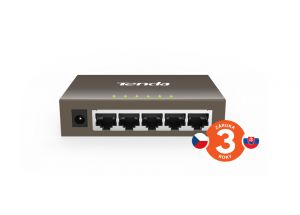 Tenda TEG1005D - 5x 10/100/1000 Mbps Kovový Switch, Fanless - bez ventilátorů, ochrana 6 k