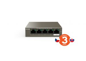 Tenda TEG1105P-4-63W PoE AT switch 4x PoE 802.3af/at, 5x 1 Gb/s, PoE celkem 63W, fanless, 