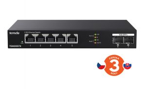 Tenda TEM2007X - Multi-gigabit switch, 5x 2.5G RJ45 + 2x 10G SFP+ port, MAC 16K, ochrana 6