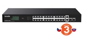 Tenda TEG1128P-24-250W PoE+ Gigabit switch 24x 1Gb/s PoE+ 802.3af/at + 2x SFP + 2x RJ45, 2