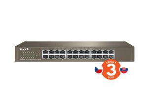 Tenda TEG1024D 24x Gigabit Switch, Fanless-bez ventilátorů, Rackmount, ochrana proti přepě