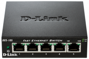 D-Link DES-105/E 5-port 10/100 Metal Housing Desktop Unmanaged Switch