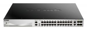 D-Link DGS-3130-30PS L3 Stackable Managed PoE switch, 24x GbE PoE+, 2x 10G RJ-45, 4x 10G S