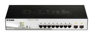 D-Link DGS-1210-10P L2/L3 Smart+ PoE switch, 8x GbE PoE+, 2x SFP, PoE 65W, fanless