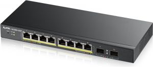 Zyxel GS1900-10HP v2, 10-port Desktop Gigabit Web Smart switch: 8x Gigabit metal + 2x SFP,