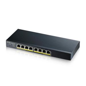 Zyxel GS1900-8HP, 8-port GbE L2 PoE Smart Switch, 802.3at, desktop, fanless, 77 Watt