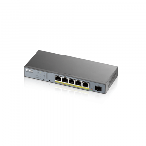 Zyxel GS1350-6HP, 6 Port managed CCTV PoE switch, long range, 60W, 802.3BT (1 year NCC Pro