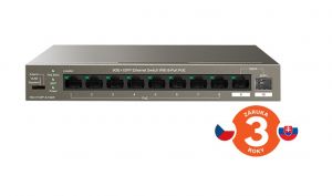 Tenda TEG1110PF-8-102W PoE+ AT switch 8xPoE 802.3af/at + Uplink RJ45 + SFP port, 92W, PoE+