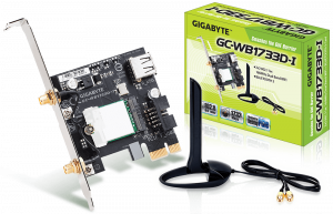 GIGABYTE GC-WB1733D-I, WiFi 802.11ac, Bluetooth 5, PCIe, Dual Band, 1734 Mbps 