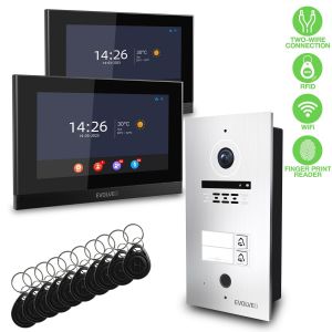 EVOLVEO DoorPhone ID-2, 2drátový videotelefon pro dva byty s RFID, otiskem prstu a podporo